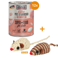 MAC's Cat Kitten Pute & Kaninchen 12 x 800 g + GRATIS TRIXIE Spielmaus