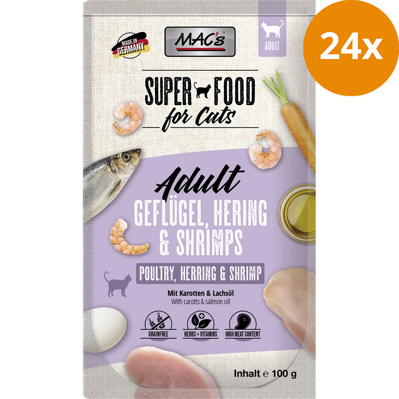 MAC's Cat Pouch Geflügel, Hering & Shrimps 100 g