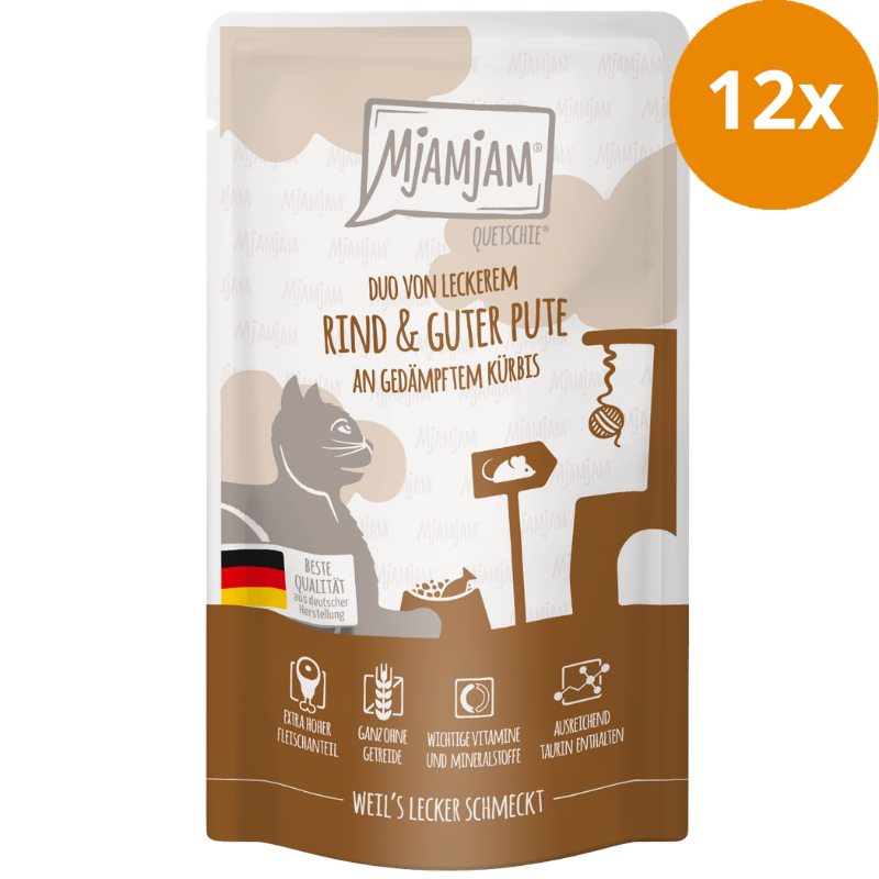 MjAMjAM Quetschie DUO Rind, Pute + Kürbis 125 g