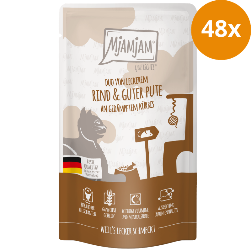MjAMjAM Quetschie DUO Rind, Pute + Kürbis 125 g