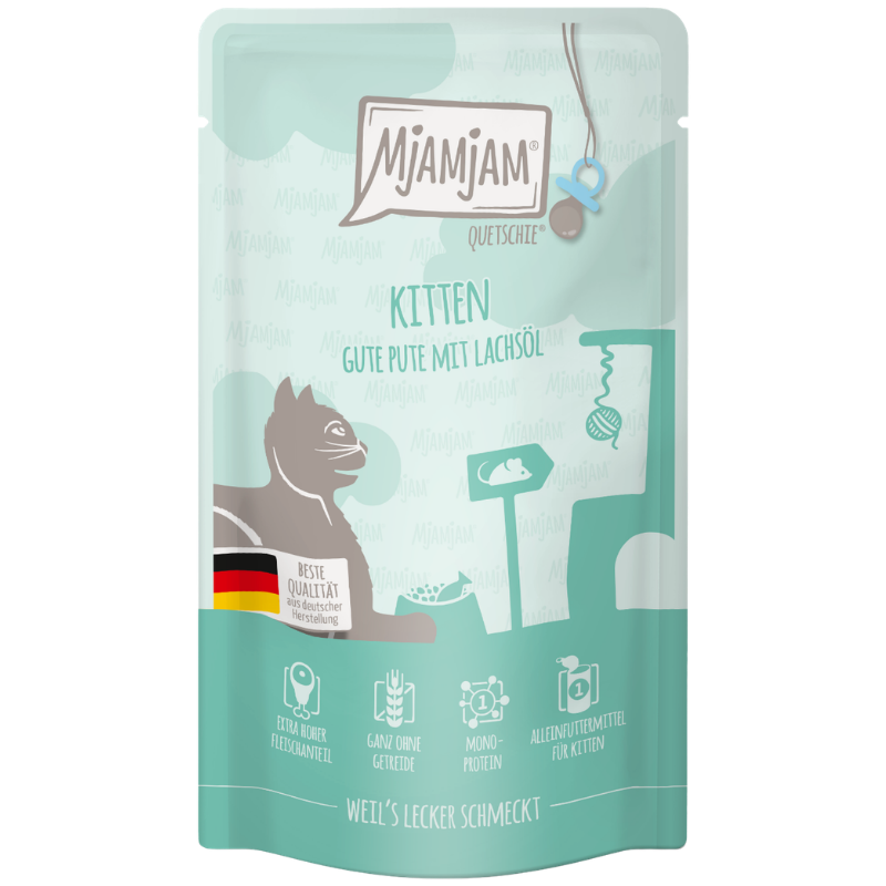 MjAMjAM Quetschie Kitten Pute mit Lachsöl 125 g