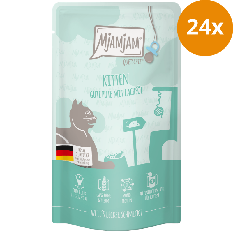 MjAMjAM Quetschie Kitten Pute mit Lachsöl 125 g