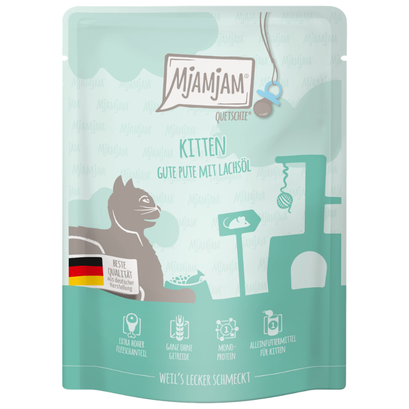 MjAMjAM Quetschie Kitten Pute mit Lachsöl 300 g