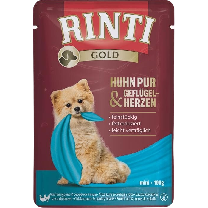 Rinti Gold Pouch Huhn Pur & Geflügelherzen 100 g