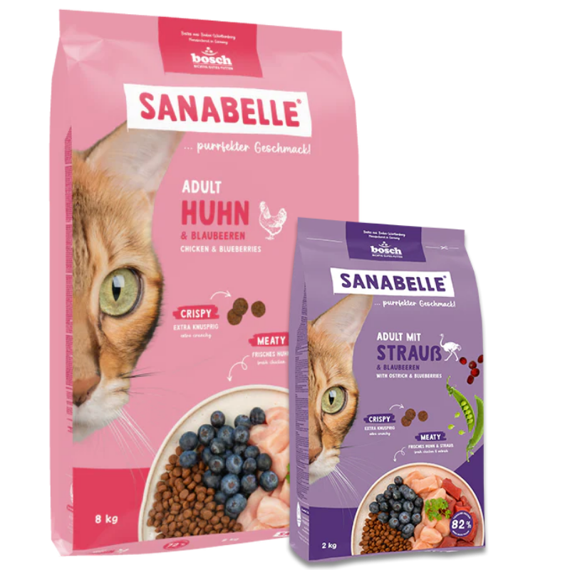 Sanabelle Adult Huhn 8 kg + Sanabelle Adult Strauß 2 kg