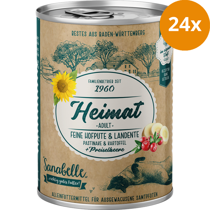 Sanabelle Heimat Dose feine Hofpute & Landente mit Pastinake, Kartoffel und Preiselbeere 400 g