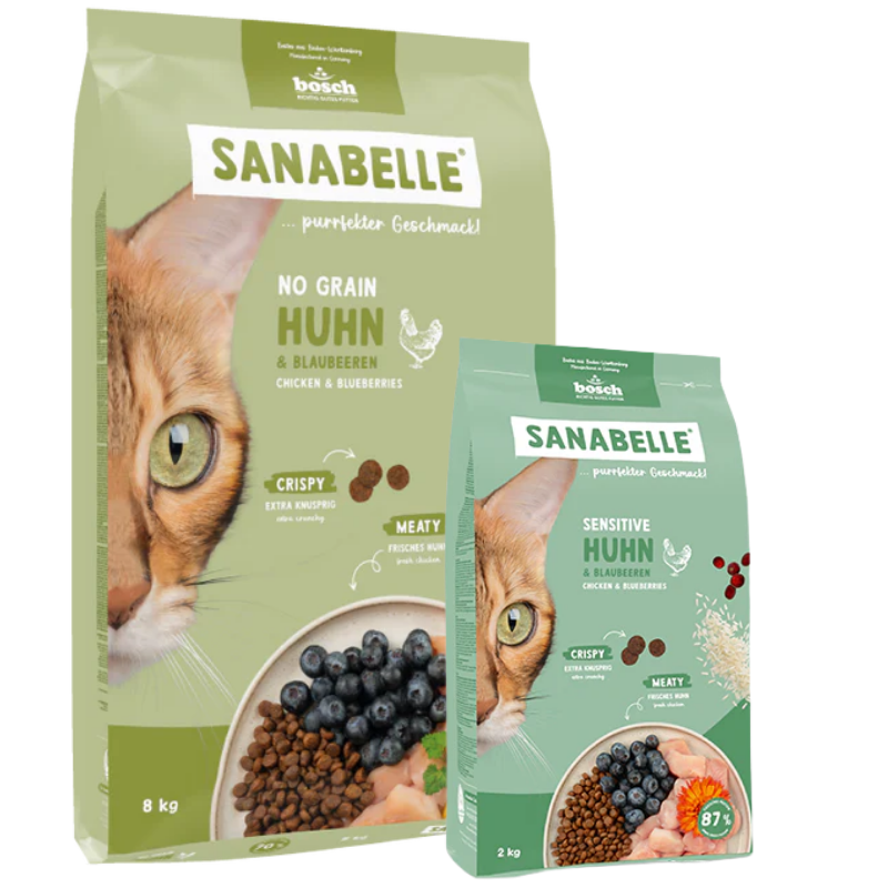 Sanabelle No Grain Huhn 8 kg + Sanabelle Sensitive Huhn 2 kg