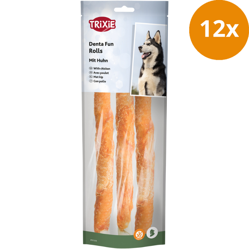 TRIXIE Denta Fun Kaurollen Huhn 250 g (3 Stück)
