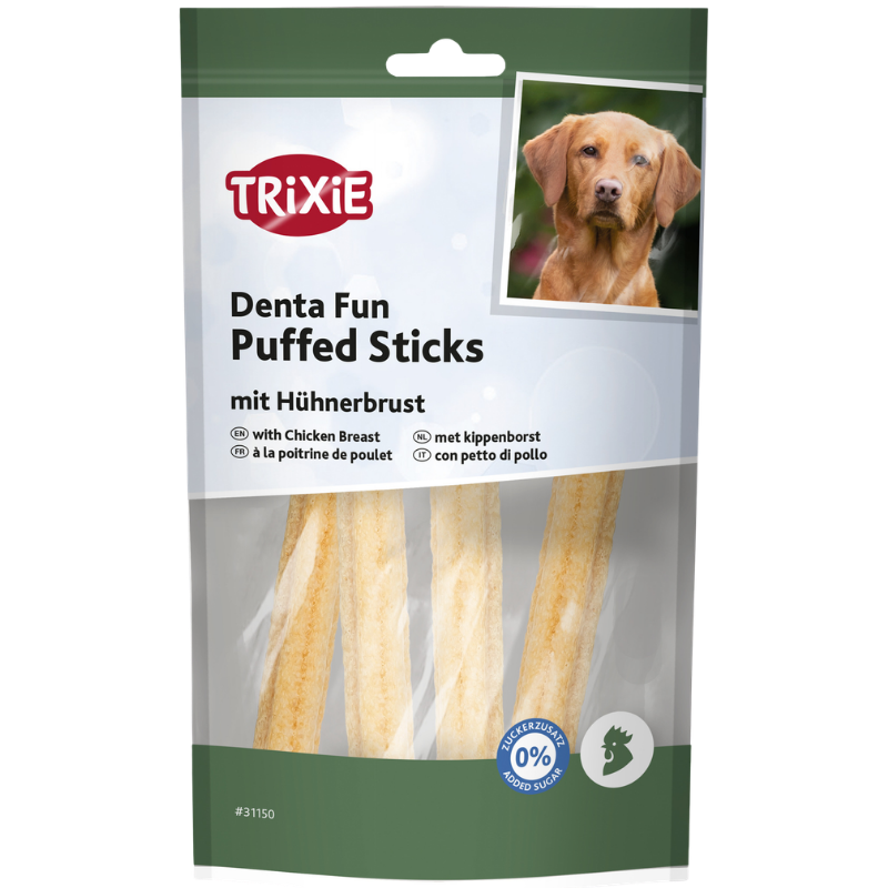 TRIXIE Denta Fun Puffed Sticks mit Hühnerbrust