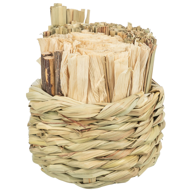 TRIXIE Korb, Gras, mit Heu, Maisblättern und Holzsticks