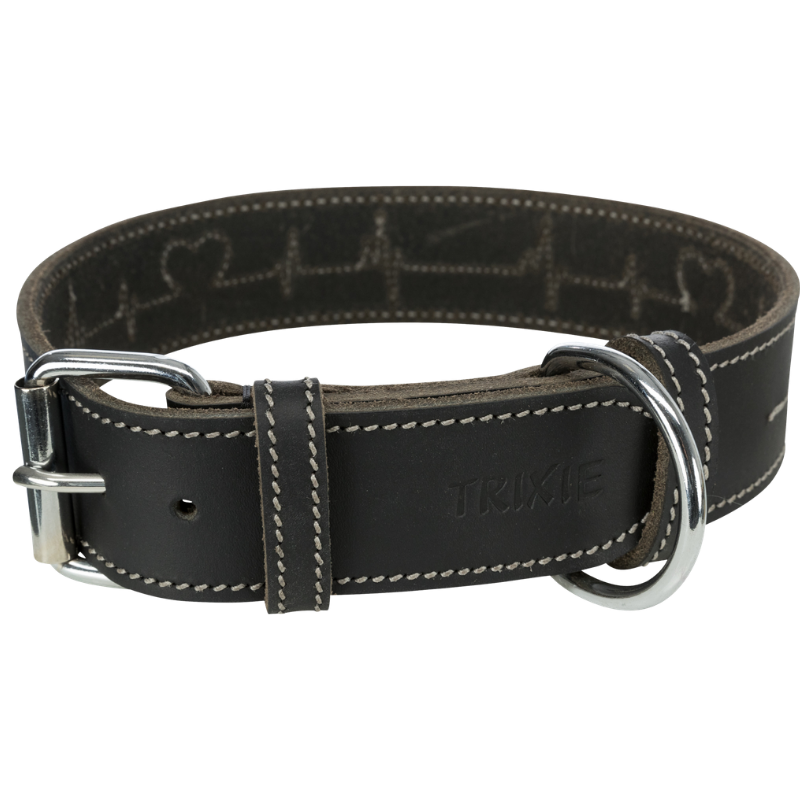 TRIXIE Rustic Fettleder-Halsband Heartbeat