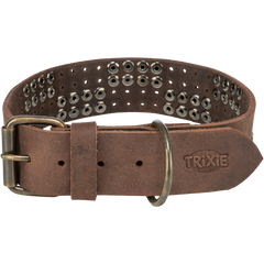 TRIXIE Rustic Fettleder-Halsband Nieten, extra breit
