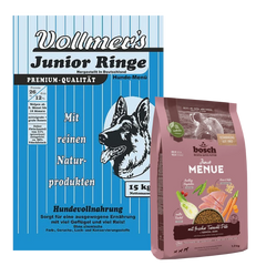 Vollmer's Junior Ringe 15 kg + GRATIS bosch HPC MENUE Junior Tierwohl-Pute 1 kg